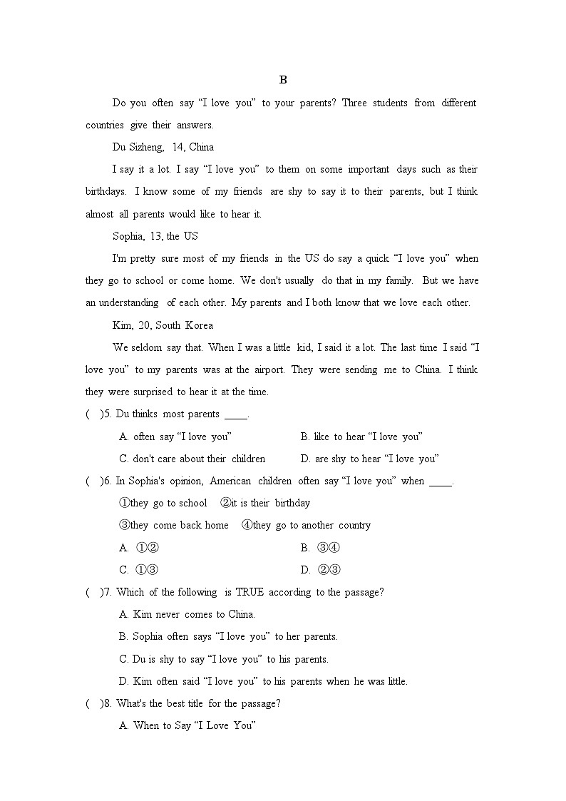 外研版（2024）英语七上 期末学情评估02