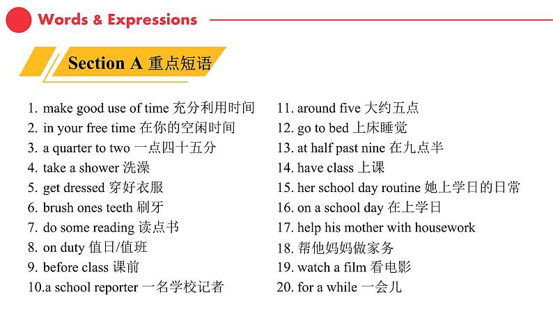 2024秋英语人教版七年级(上) - Unit 6 A day in the life 同步复习课件04