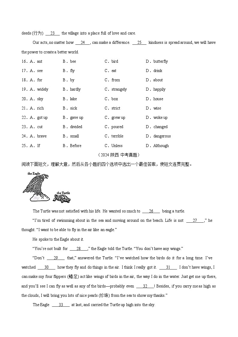 专题09 完形填空 考点2 生活哲理类（学生卷）- 2024年中考英语真题分类汇编（全国通用）第3页