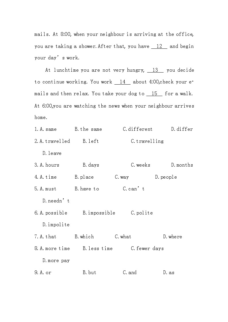 期末复习：专项练习二完形填空语法选择练习（含解析）（牛津深圳版八年级上册）02