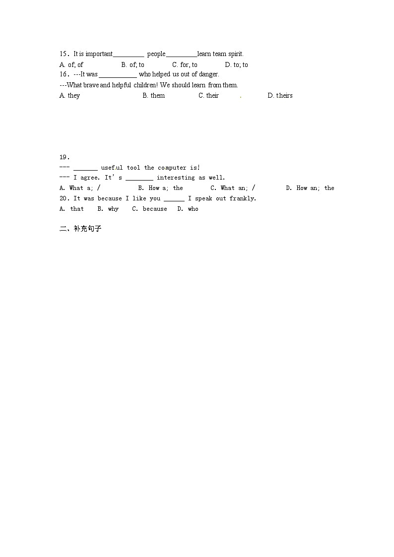 中考英语专项复习 强调句 练习第2页