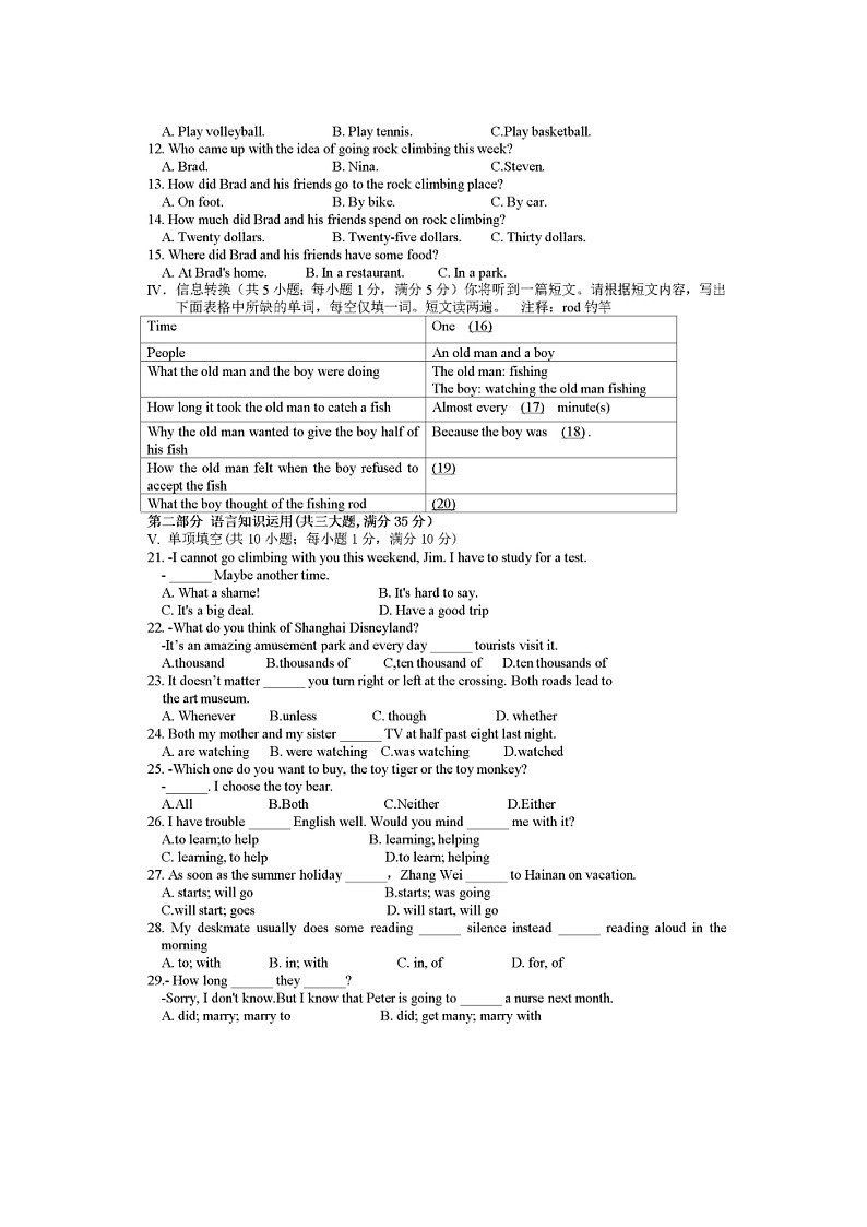 安徽省安庆市石化一中2023-2024学年+八年级下学期期末考试英语试卷02