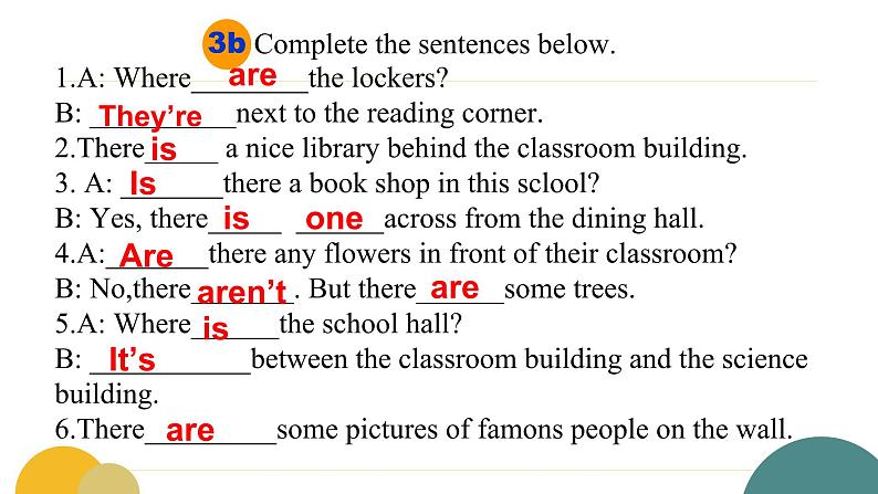 人教版英语新教材2024七年级上册Unit3 My School.SectionA(Grammar Focus-3d)课件第5页