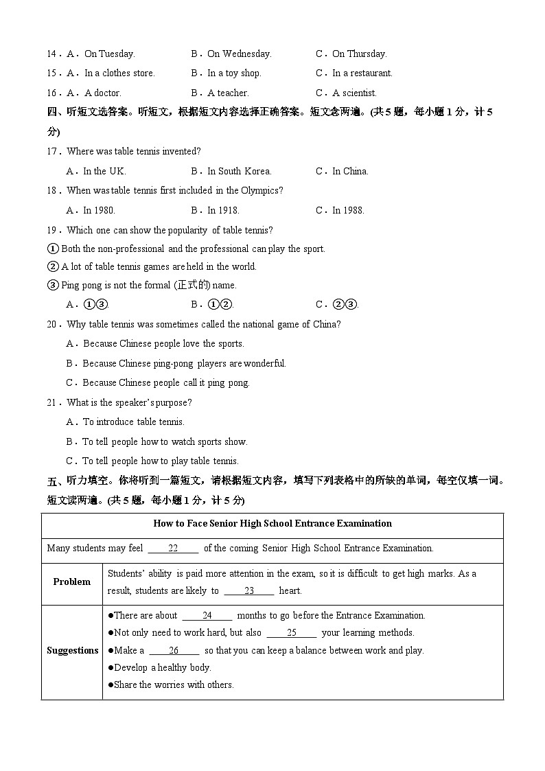 英语（成都专用）（考试版）第2页