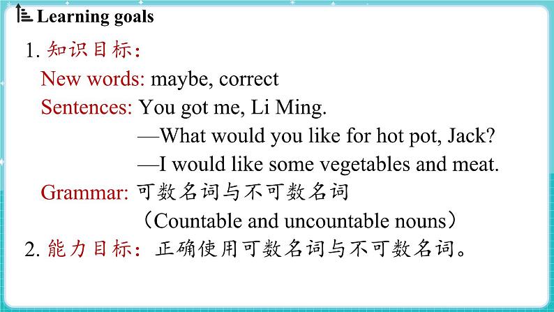 Unit 2 Learning English is fun! Lesson 3 Food words are interesting! 课件 2024-2025学年英语冀教版（2024版）七年级上册02