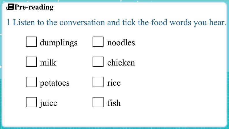 Unit 2 Learning English is fun! Lesson 3 Food words are interesting! 课件 2024-2025学年英语冀教版（2024版）七年级上册05