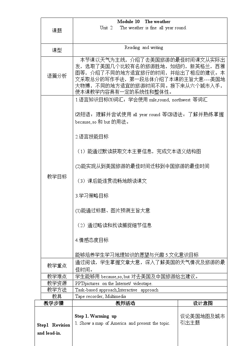外研版初中英语八上Module10 U2课件+练习题+教案01