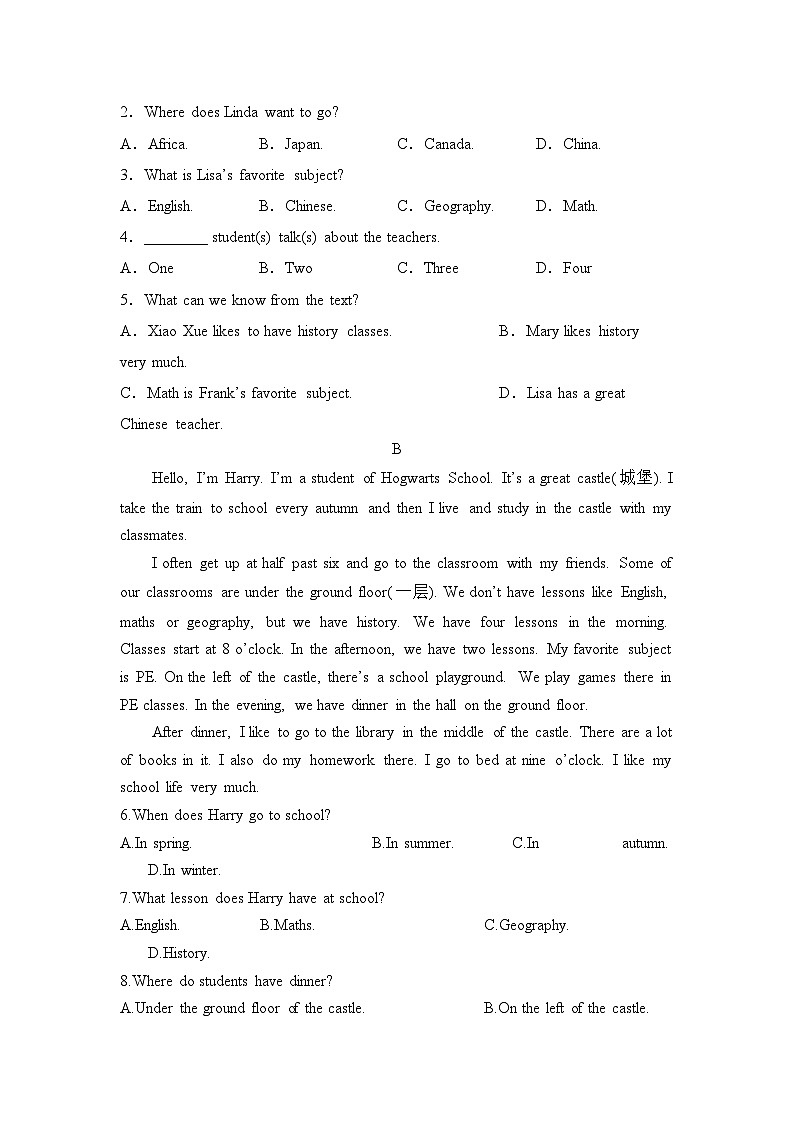 人教版（2024）七年级上册英语Unit 4 学业质量评价测试卷（含答案）03