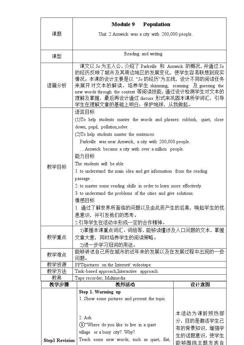 外研版初中英语八上Module9 U2课件+练习题+教案01