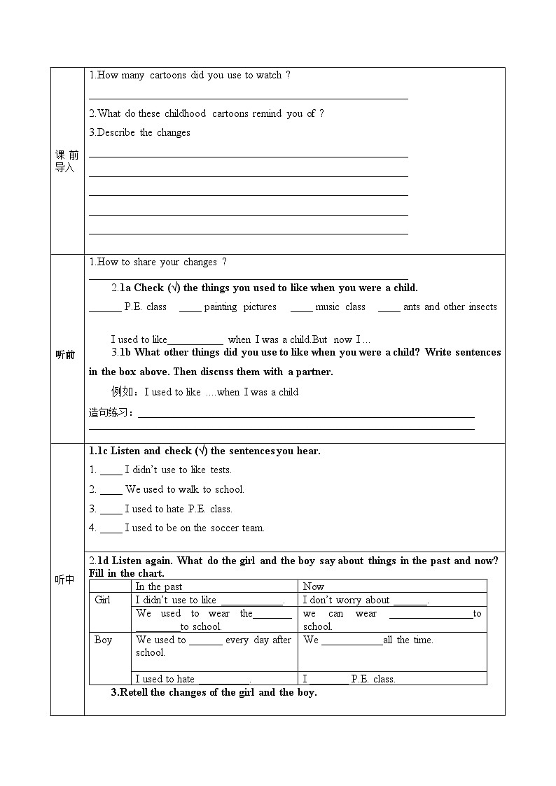 人教版九年级英语全一册 Unit 4 第4课时《Section B1a-1e》课件+教案+学案+素材02