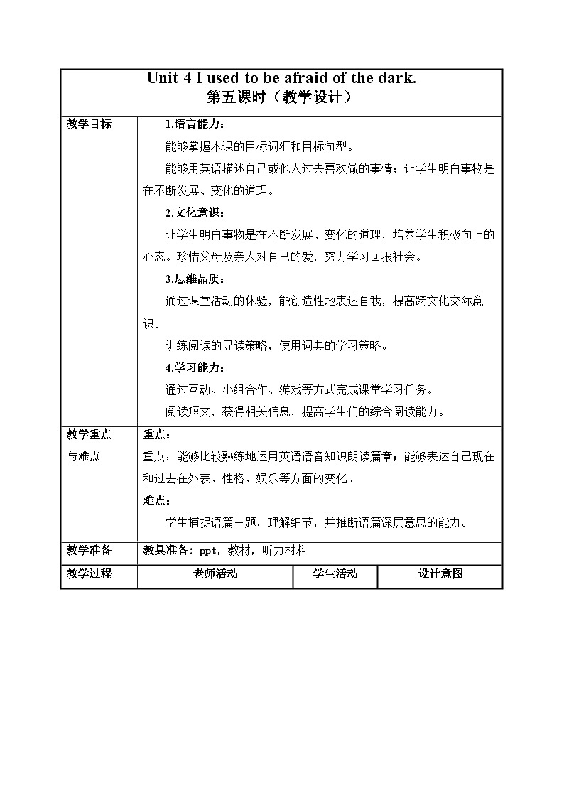 人教版九年级英语全一册 Unit 4 第5课时《Section B 2a-2f 》课件+教案+学案+素材01