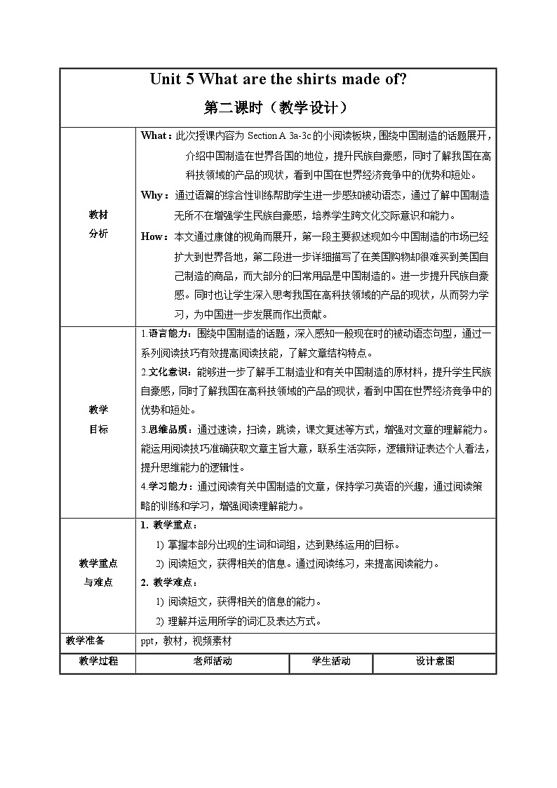 人教版九年级英语全一册 Unit 5 第2课时《Section A 3a-3c》课件+教案+学案+素材01