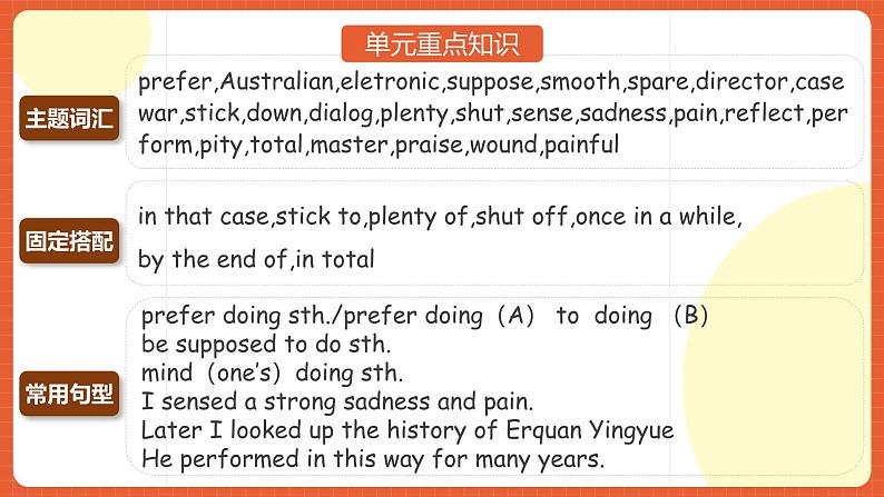 人教版九年级英语全一册 Unit 9 单元复习课件+单元解读课件+单元知识清单+单元测试08