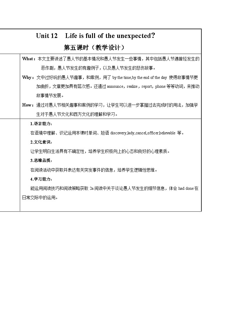 人教版九年级英语全一册 Unit 12 第5课时《Section B 2a-2e》课件+教案+导学案+分层作业01