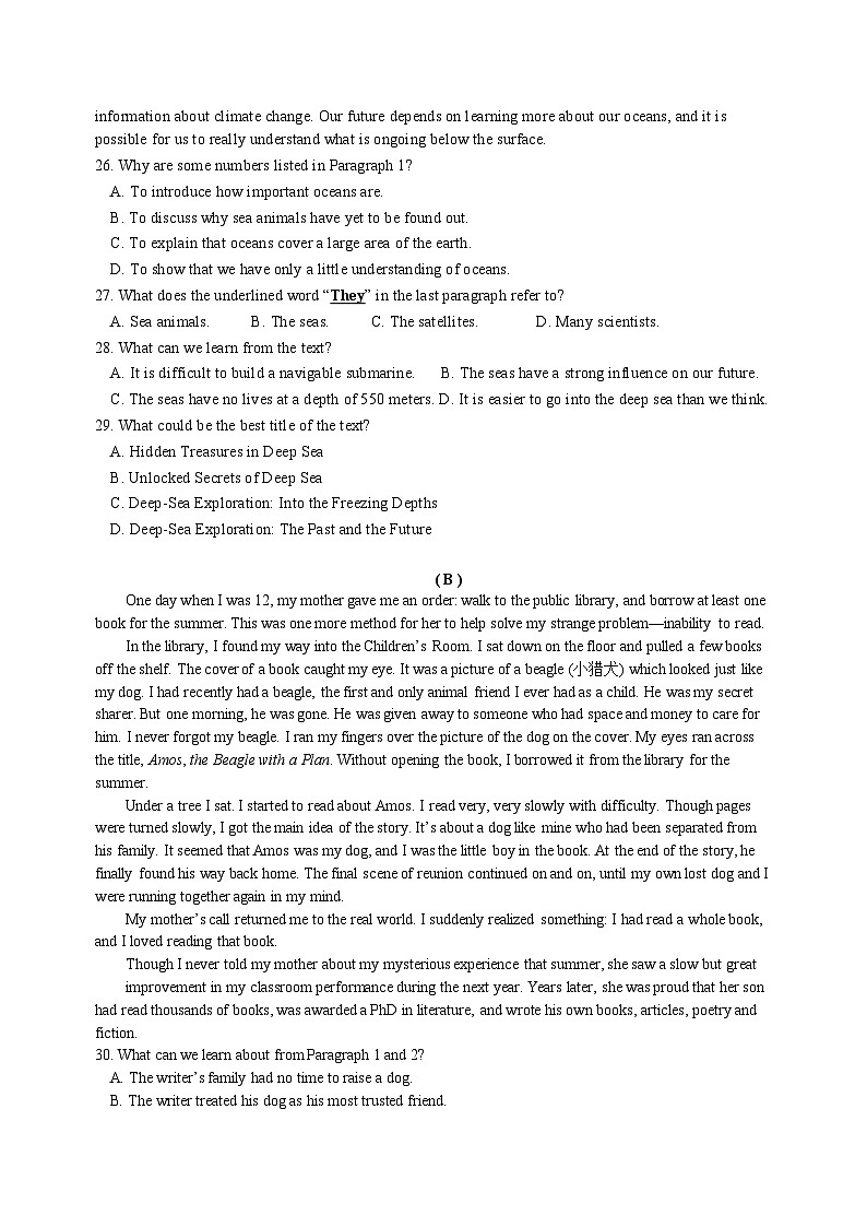广州市番禺区恒润实验学校2024-2025学年上学期九年级开学测试英语试题第3页