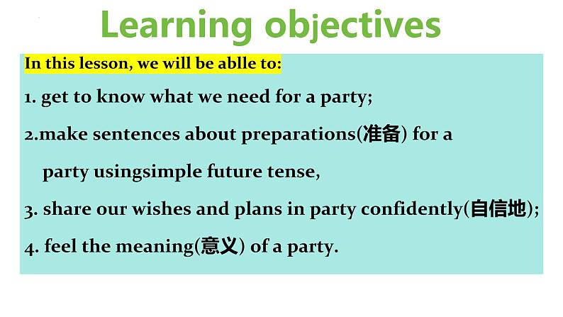 【核心素养】外研版（2024）英语七年级上册 Starter Period 4 Organise a party（同步课件）第2页