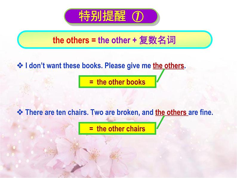 中考英语一轮复习资料 other, the other, others, the others, another 辨析（PPT课件）（全国通用）第7页