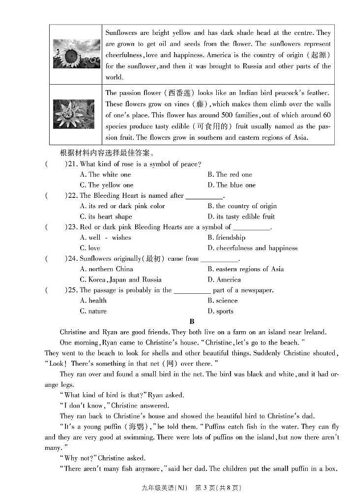 河南省永城市实验中学2023-2024学年九年级上学期第一次月考英语试题03