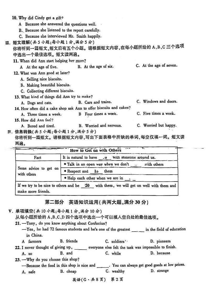 安徽省阜阳市太和县2023-2024学年九年级下学期4月期中考试英语试题02