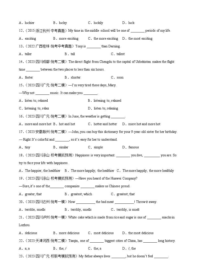2024—2025中考英语二轮专题08 形容词100题第2页