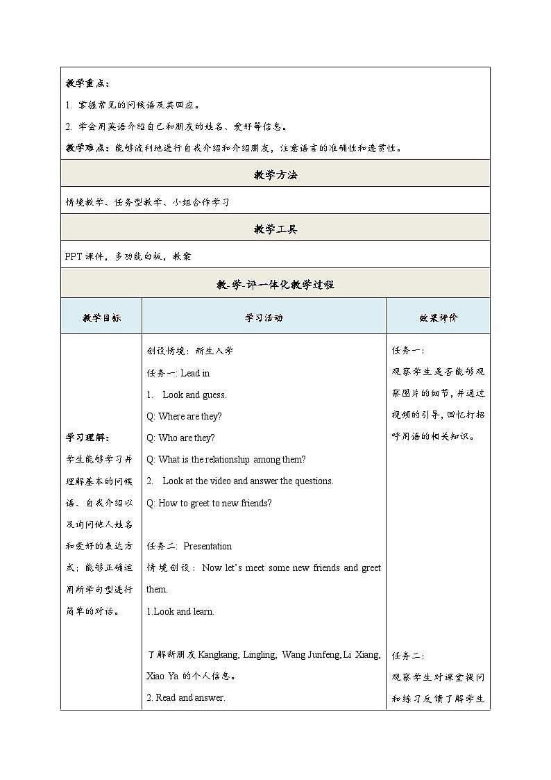 【新教材新课标】仁爱科普版英语七年级上册Unit1 Let`s Be Friends第1课时 Listening & Speaking 课件+单元整体教学设计02
