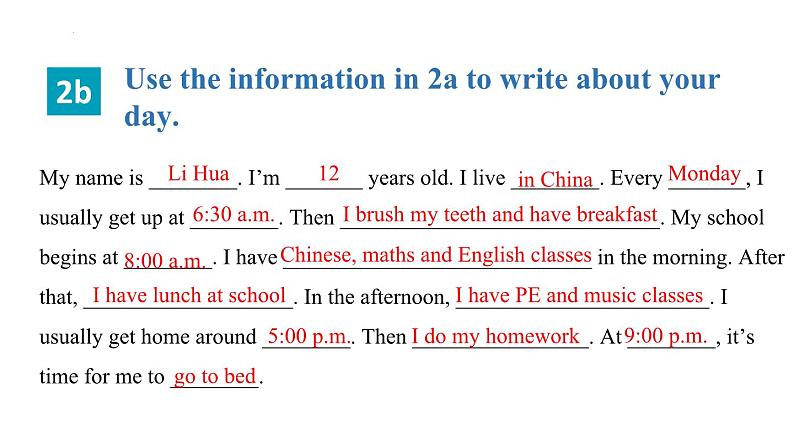 Unit 6 A Day in the Life Section B (2a-Reflecting)（第5课时）课件2024-2025学年人教版英语七年级上册05