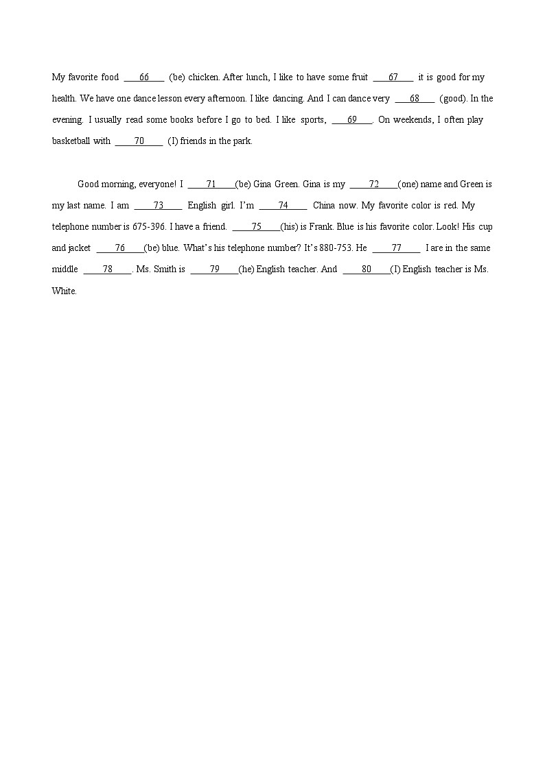 Unit 1 This is me! 单元话题语法填空练习-2024-2025学年七年级英语上册单元语法知识点练习（牛津译林版）03