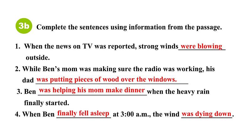 Unit 3 What were you doing when the rainstorm came_ Section A 3a~4c课件鲁教版（五四制）八年级上册08