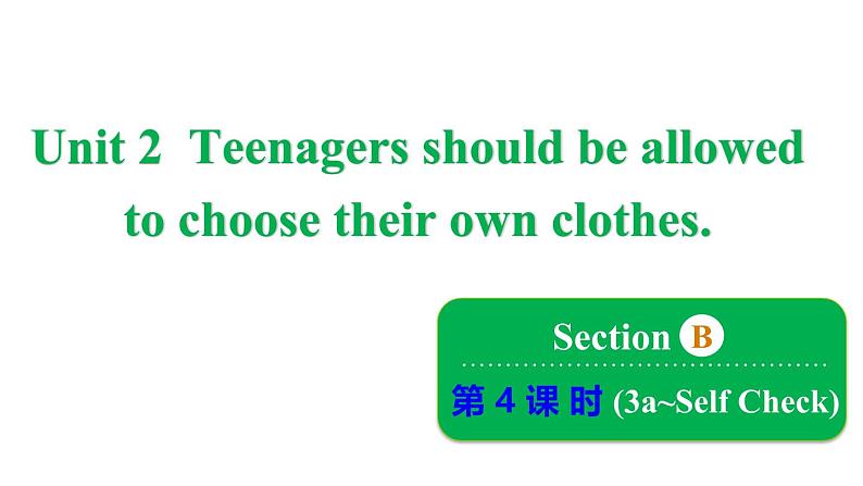 鲁教版九年级全Unit 2 Teenagers should be allowed to choose their own clothes. Section B课件01