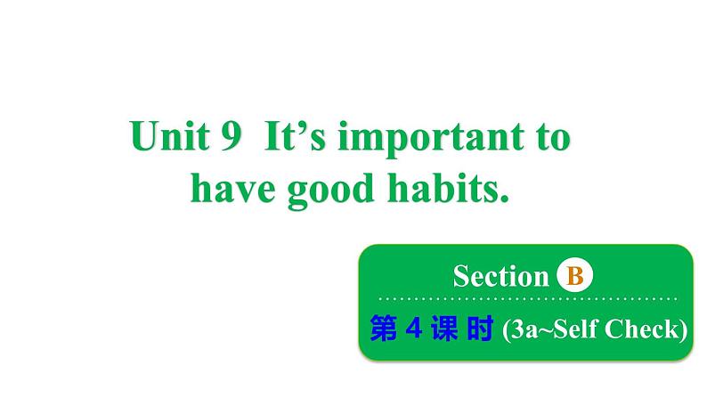 鲁教版（五四制）九年级全册Unit 9 It's important to have good habits. Section B 3a~Self Check课件01