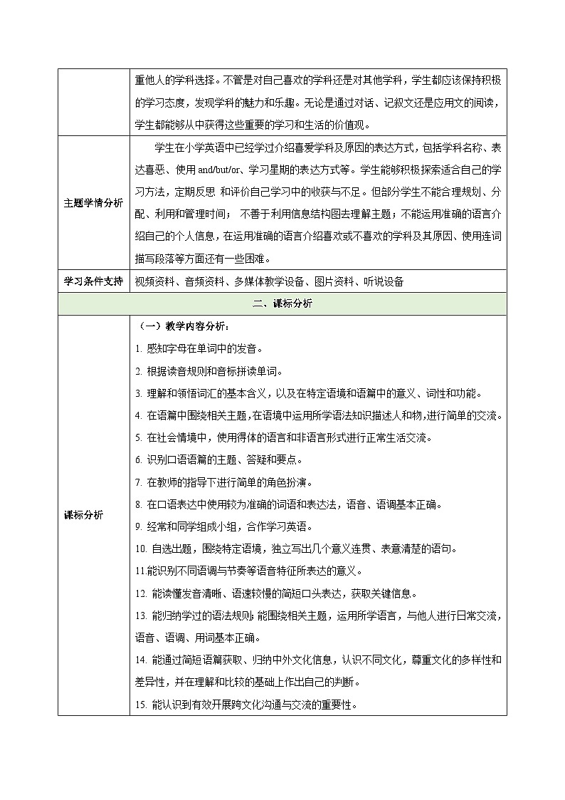 Unit 4 My Favourite Subject（大单元教学设计）-- 2024-2025学年人教版七年级英语上册第3页
