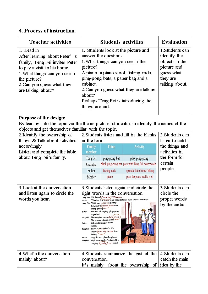 教学设计 人教版新教材7上  Unit 2 We're Family  Section A 2a-2e02