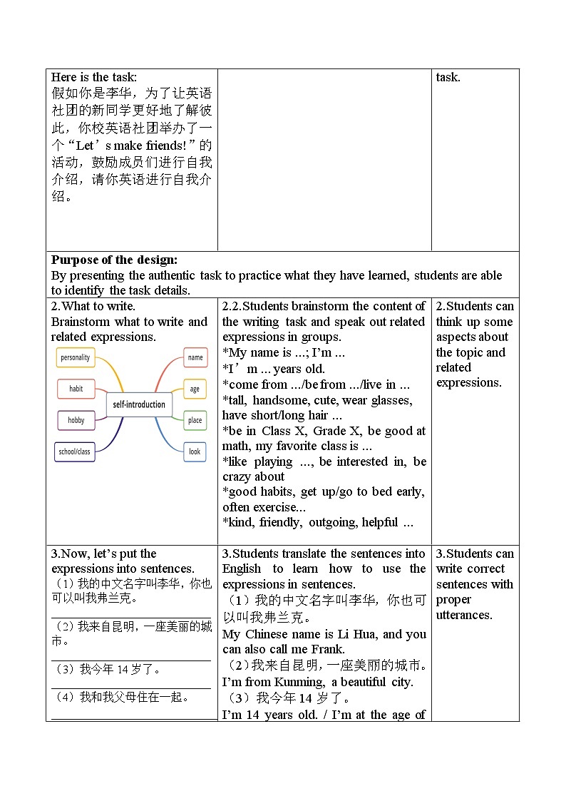 教学设计 人教版新教材7上  Unit 1 You and Me   Section B Writing02