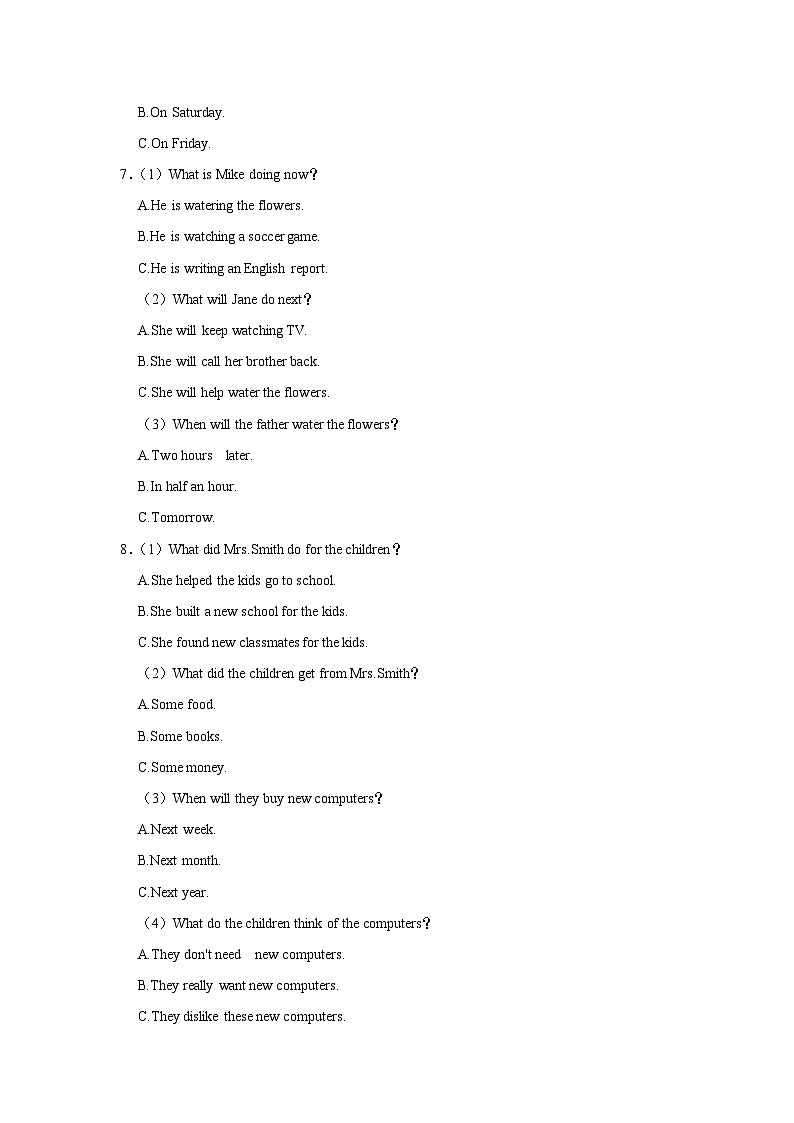 2023-2024学年浙江省宁波市海曙区八年级（下）月考英语试卷02