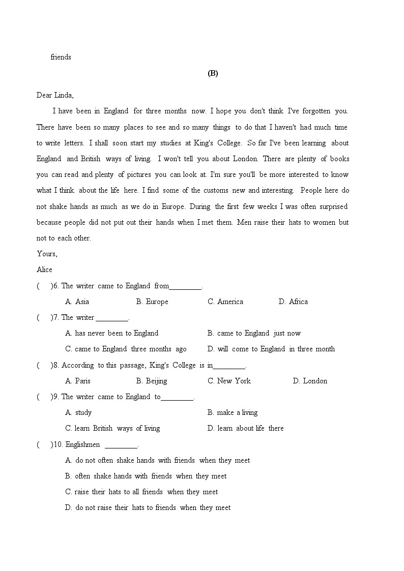 2023-2024学年河南省洛阳市八年级（下）第一次月考英语试卷03