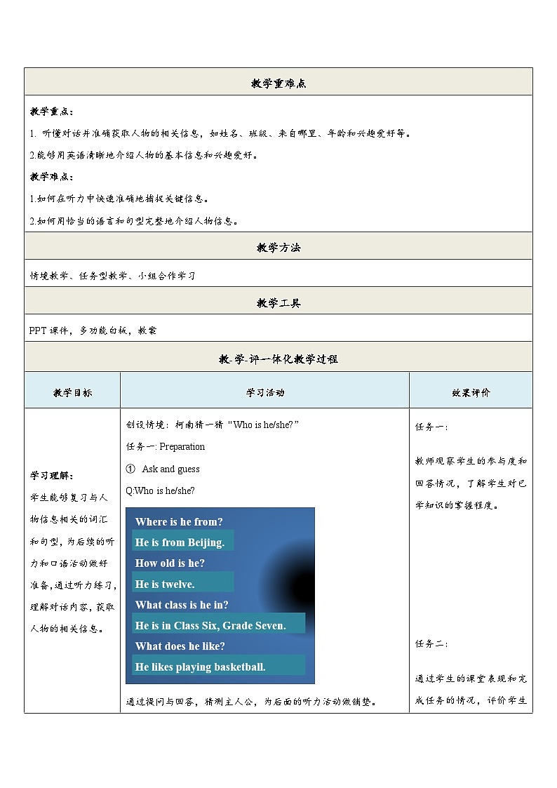 Unit 1 Let's be friends.（第6课时）Oral Communication教学设计第2页