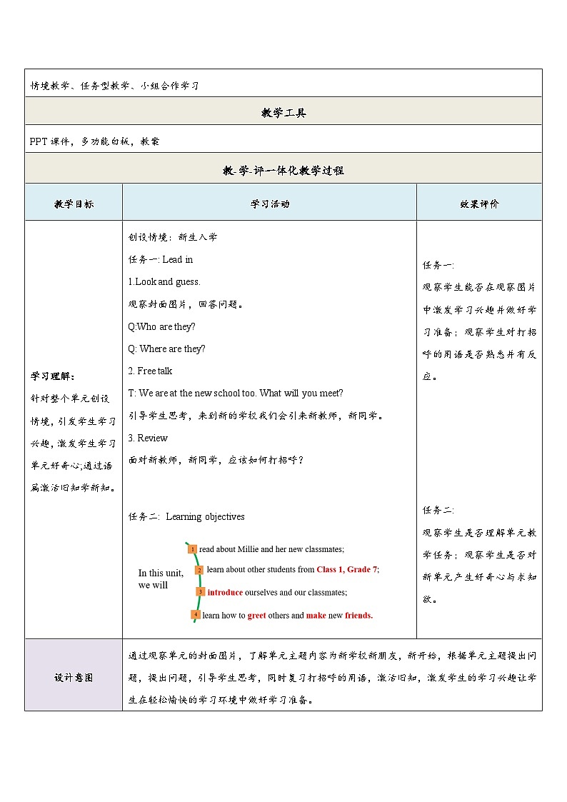 【新教材】牛津译林版英语七年级上册Unit1 This is me第1课时 Welcome to the unit 课件+单元整体教学设计+课时教案03