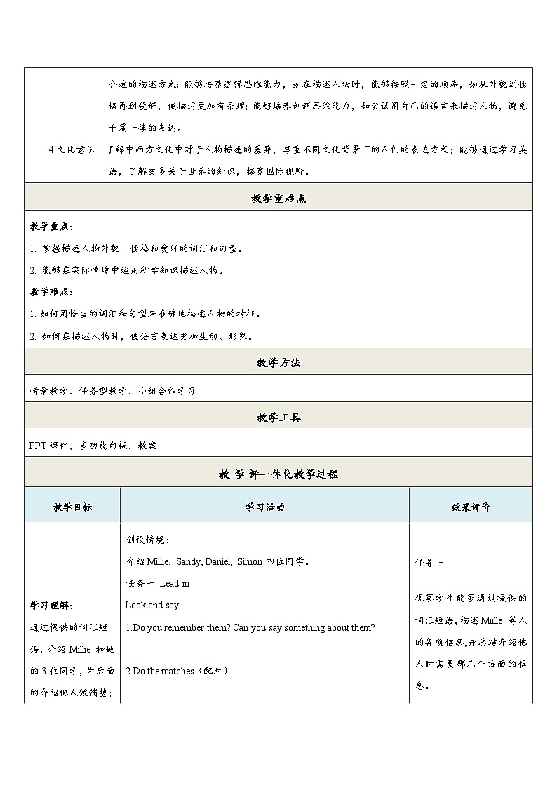 【新教材】牛津译林版英语七年级上册Unit1 This is me第5课时Integration 课件+单元整体教学设计+课时教案02