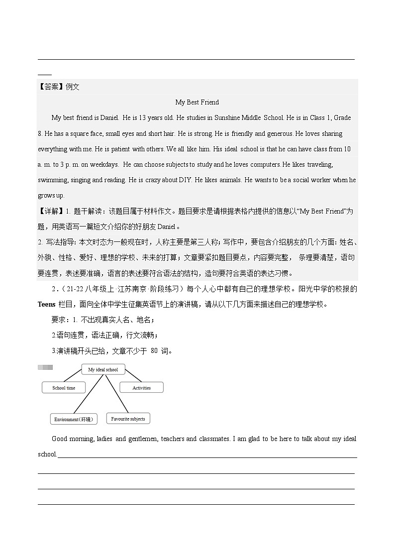 第一次月考复习之书面表达20篇(江苏名校真题)-2024-2025学年八年级英语上册单元重难点易错题精练（牛津译林版）02