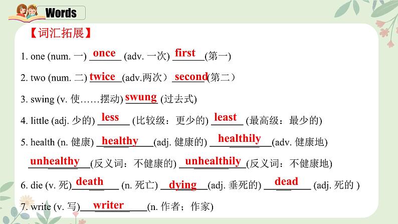 人教版初中英语八年级上册Unit 2 How often do you exercise ？（单元复习课件）06