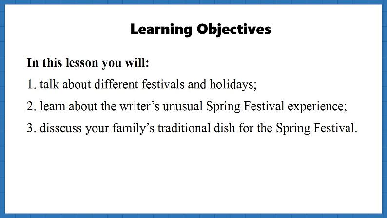 Unit 4  Time to celebrate Lesson 1 Starting out+Reading(课件)--2024-2025学年外研版(2024)英语七年级上册02