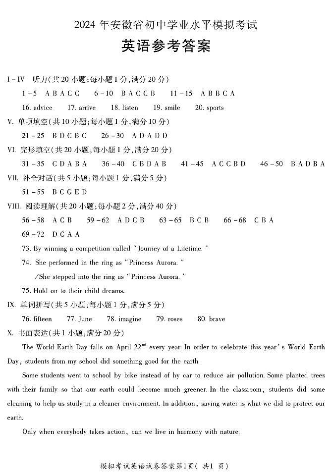 英语答案第1页