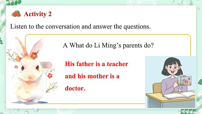 【核心素养】冀教版英语七年级上册 Unit 4 My family  Lesson 1  My family photo 课件07