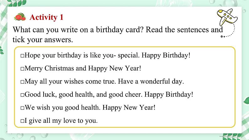 【核心素养】冀教版英语七年级上册 Unit 4 My family  Lesson 4 A birthday card 课件03