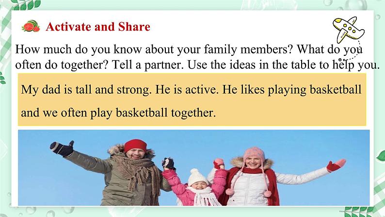 【核心素养】北师大版英语七年级上册 Unit 1 Family Lesson 3 Family Together（课件）第4页