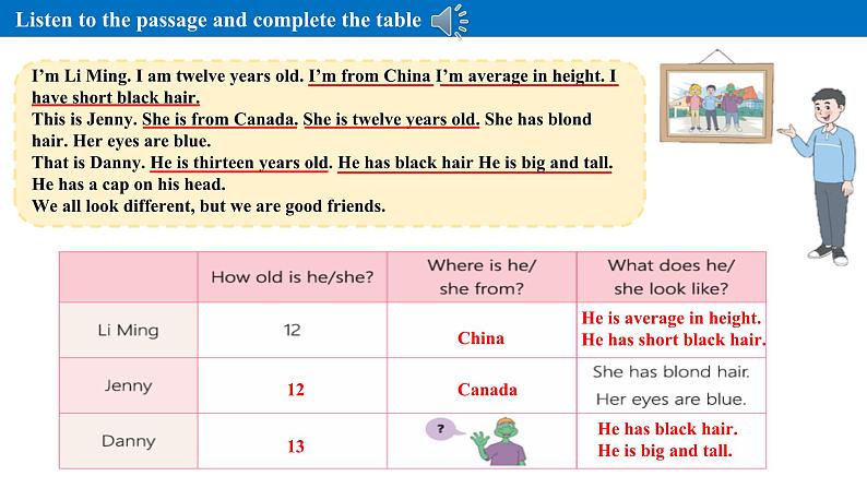 冀教版七上英语第3单元Lesson 3 We all look different课件06