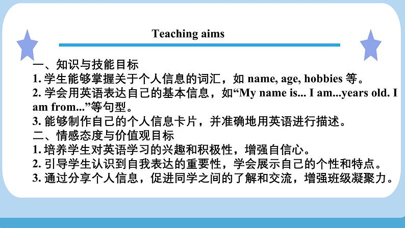 冀教版七上英语第3单元Lesson 5 About-me card课件02