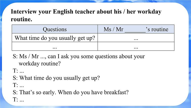 Unit 6  A Day in the Life Section B Project 课件- 2024-2025学年人教版七年级英语上册06