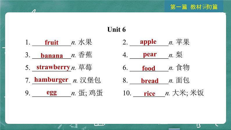 中考英语 教材词句篇 七年级上册 第2 讲 Units 5 ~ 9 习题课件05