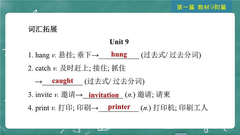 中考英语 教材词句篇 八年级上册 第10 讲 Units 9 ~ 10 习题课件07